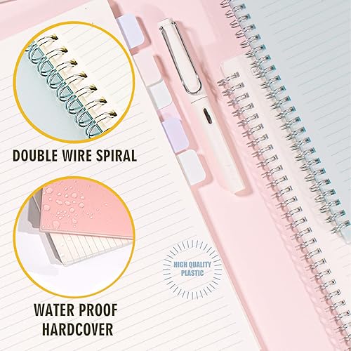 Miniatura 5 de Paquete de 3 cuadernos a rayas, cuadernos en espiral de 8.5 x 11 pulgadas para el trabajo, la escuela y el diario con papel rayado de 110 GSM,