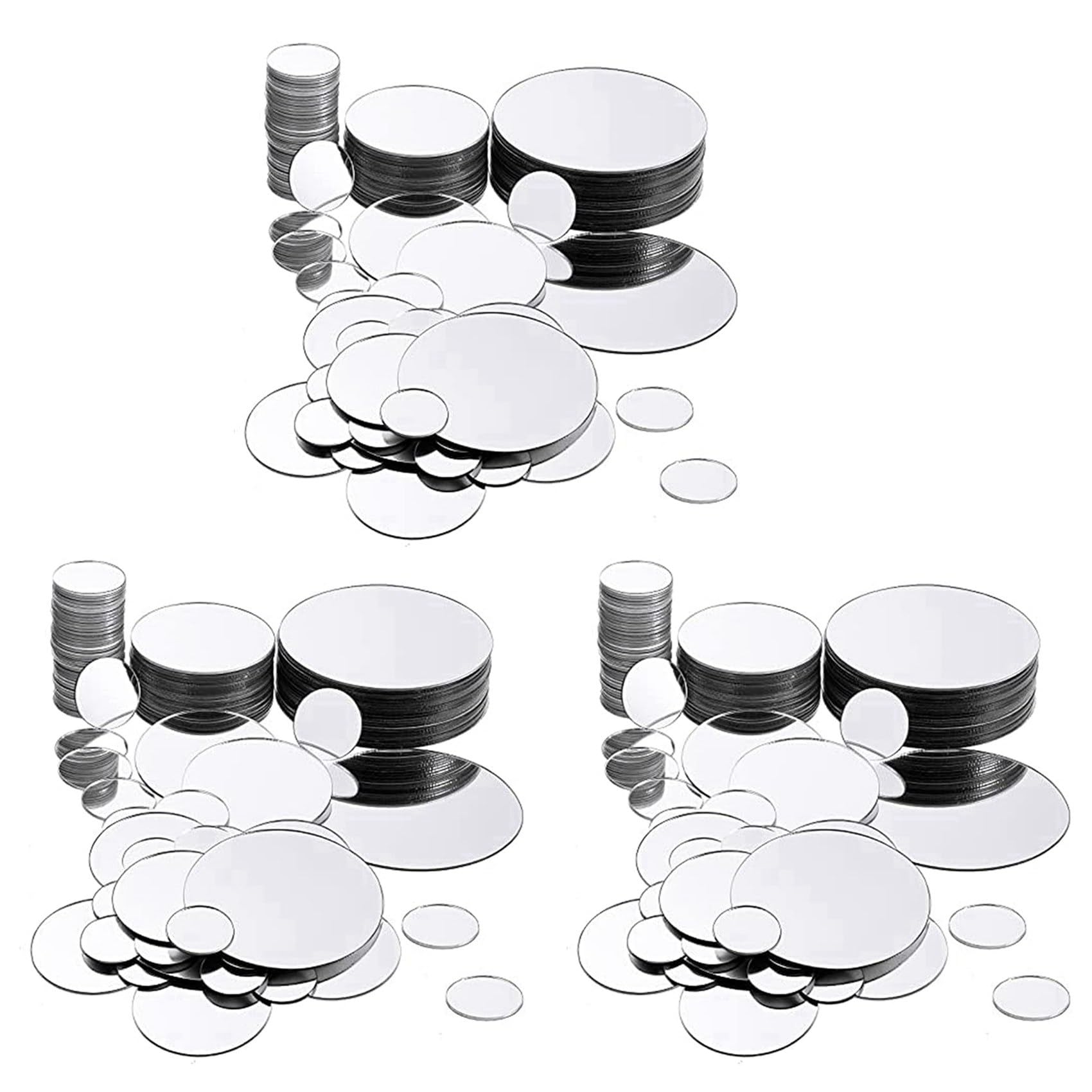 Hndhbfgrt 300 Pieces Mini Size Round Mirror Small Round Mirror Adhesive Mirror Round Craft Mirror Tiles for Crafts