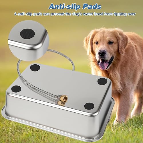 Miniatura 3 de YUEPET Dispensador automático de agua para perros de 3 galones, dispensador de agua automático para perros grandes, de acero inoxidable, con válvula