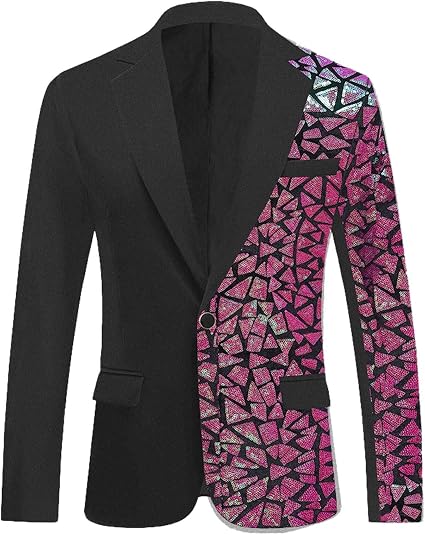 Veste De Costume Paillettes Brillantes Homme - Blazer Élégant à Manches Longues Pour Mariage, Fête, Disco Et Carnaval