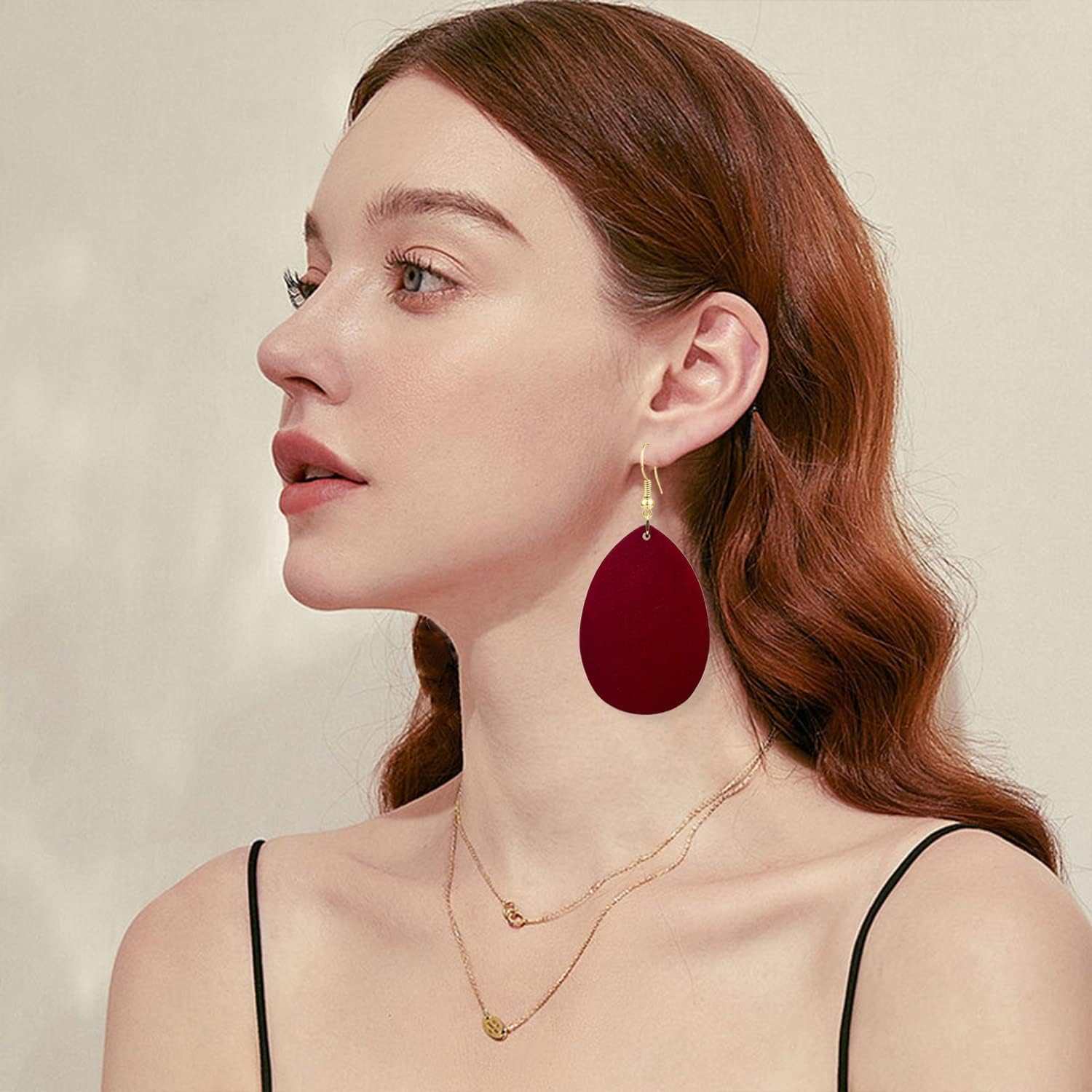 KaFu Bohemian Wood Earrings Natural Wooden Teardrop Statement Earrings Geometric Lightweight Drop Earrings for Women 2 Pairs Of Set - Image 3