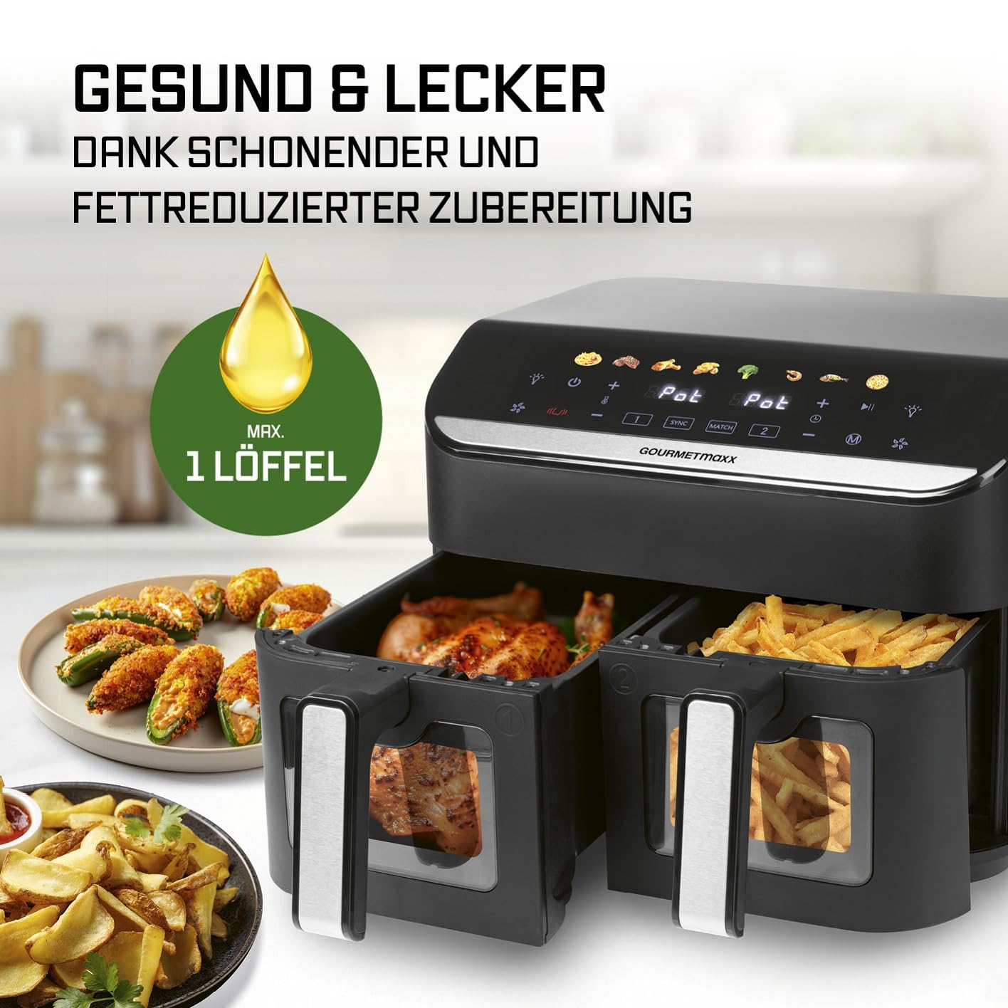 GOURMETmaxx AirGenius Heißluftfritteuse 9 L – Bild 9