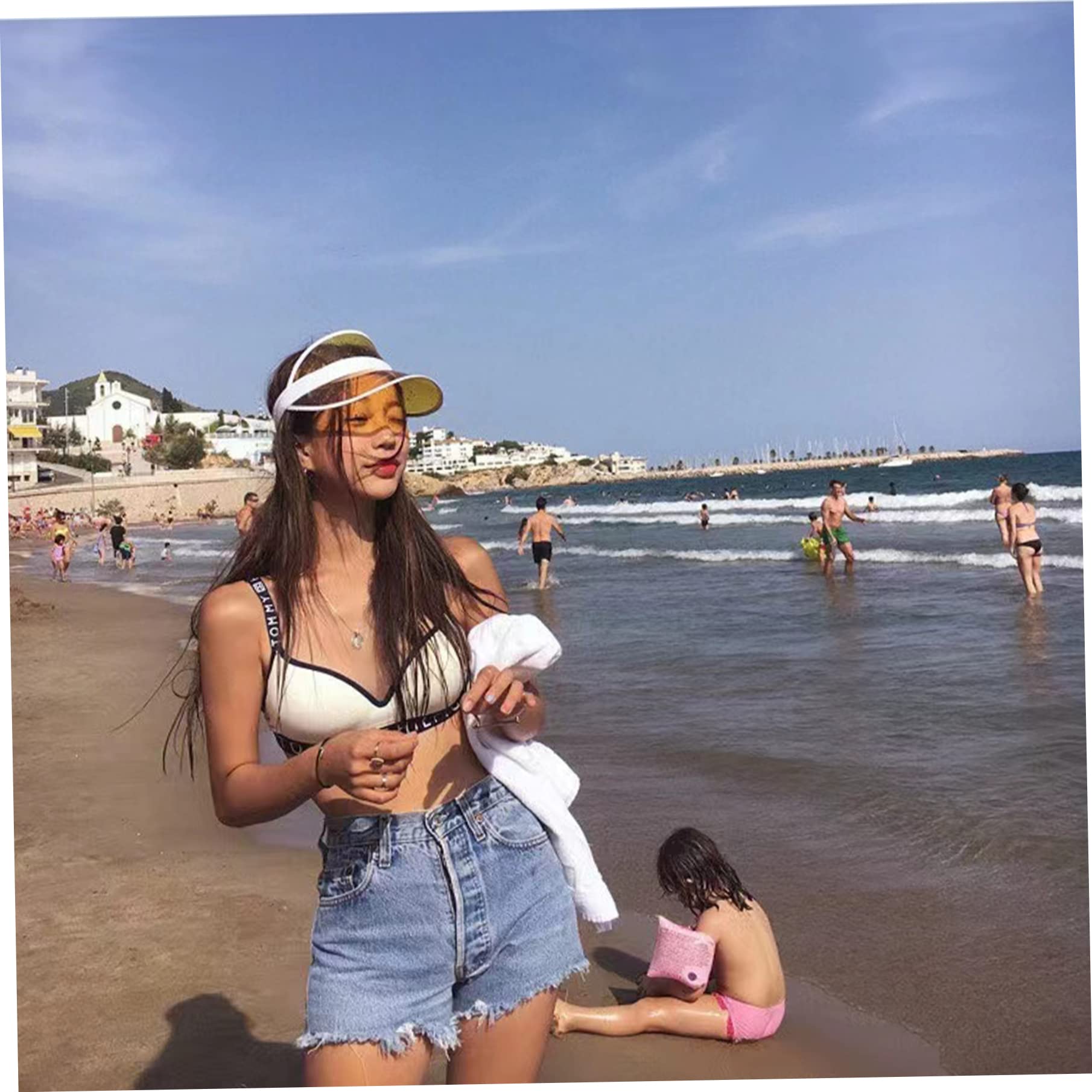 Visera de plástico para Mujer, Visera Deportiva de Verano para Pub, Golf, de neón para Exteriores de los años 80, Accesorios para Disfraces, 8 Uds.