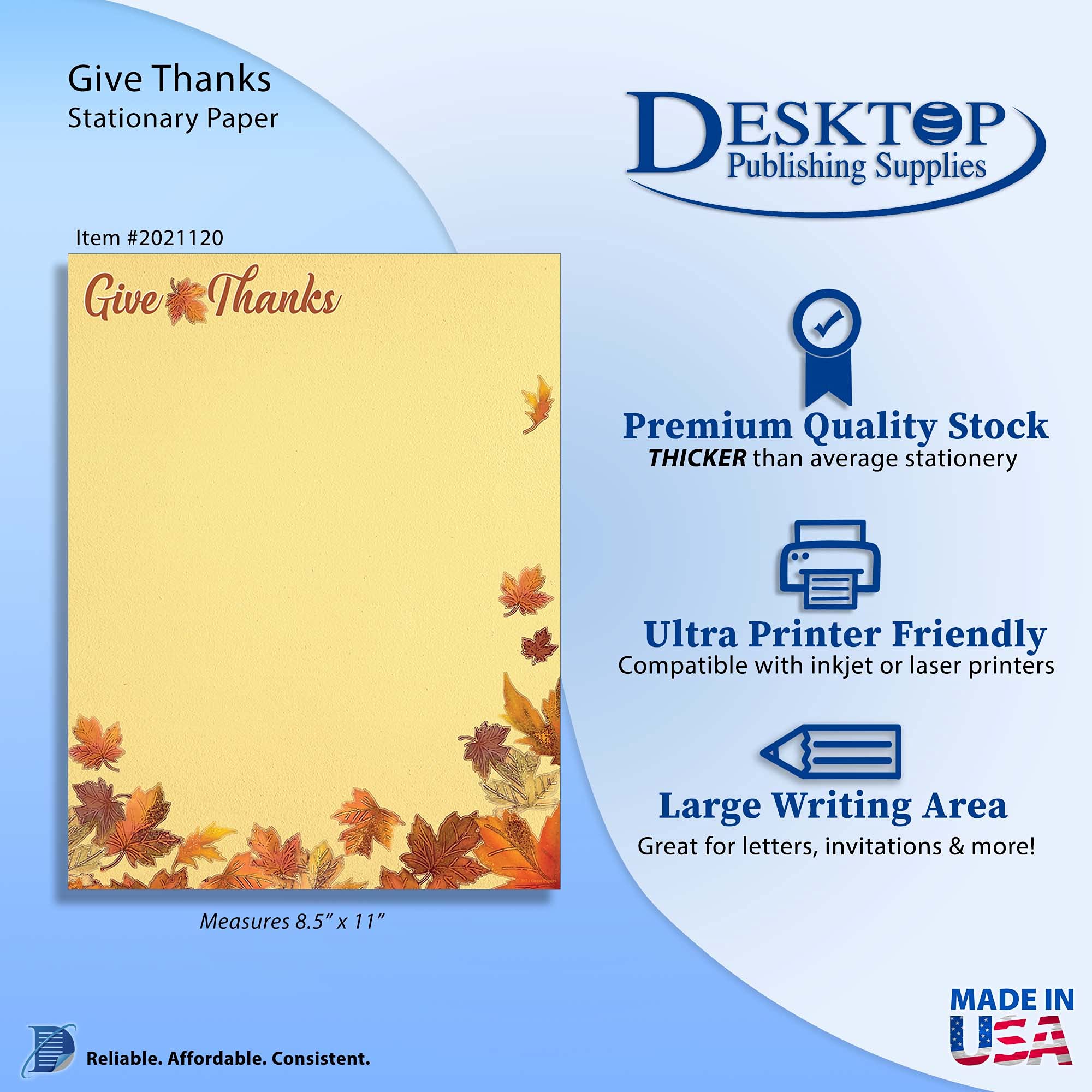 Give Thanks Fall Briefpapier – 50 Blatt Briefpapier für Thanksgiving & Herbstferien