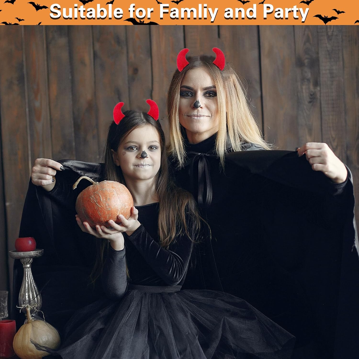 Beviliu Red Devil Horns Headband Mini Devil Costume, Fluffy Demon Horns Headband for Cosplay Halloween Costume Hairband Washing Makeup - Image 3