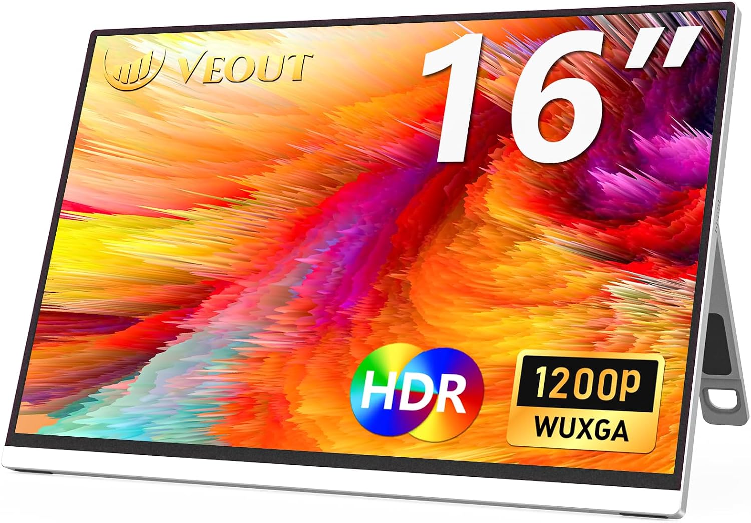 VEOUT 16 Zoll Portable Monitor 1920*1200 FHD IPS Tragebar Gaming Bildschirm f r Laptop/PC/Mac/PS5/Xbox mit USB-C & HDMI Ultrad nn Display mit Halterung1610 300cd/m  Helligkeit - Splitter