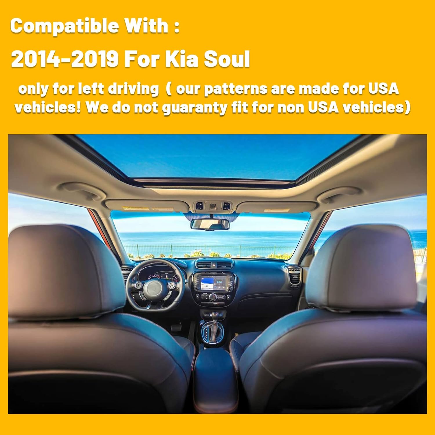 Dashboard Dash Board Cover Mat Pad Carpet Non-Slip Custom Compatible with Kia Soul 2014-2019 Protector Sun Shield