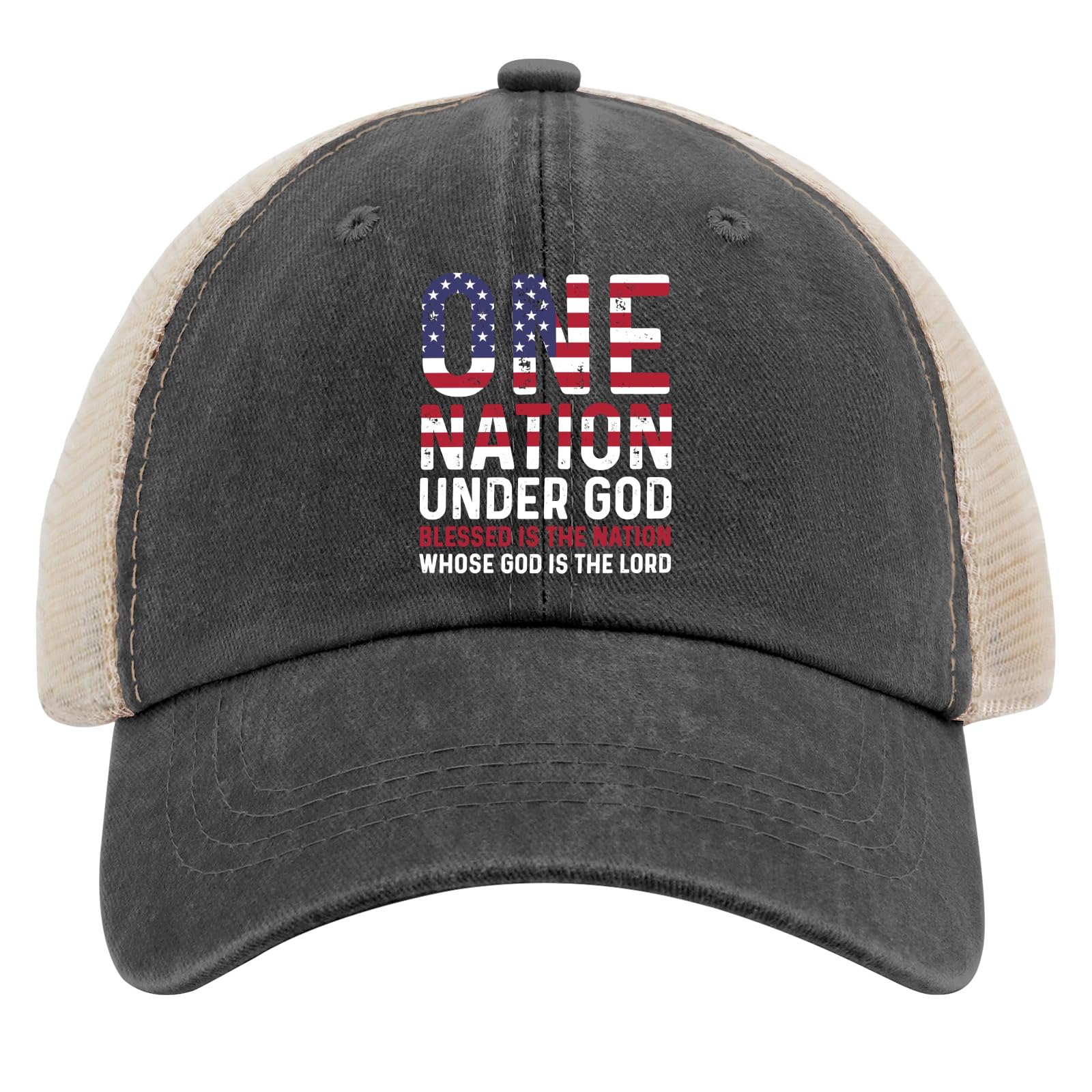 FLALORIOne Nation Under God Blessed Is The Nation Whose God Hat Trucker Hat Men Funny Baseball Hats Funny Birthday Gifts for Men