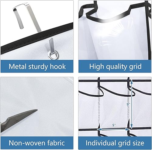 Miniatura 5 de Organizador de zapatos para colgar sobre la puerta, organizador de zapatos colgante con 28 bolsillos grandes de malla, organizador de zapatos para