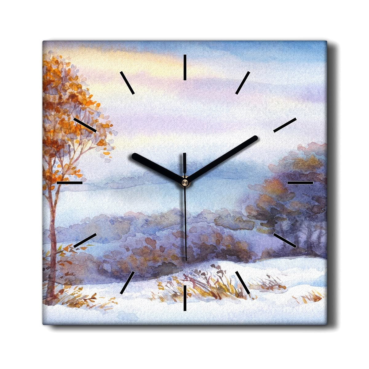 Horloge sur Toile 30x30cm Peinture Arbre d'hiver Décoration pour le Salon Coloray