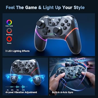 AceGamer 2 Pack Stinto Pro Wireless Controller for Nintendo Switch 2/Switch/Lite/OLED/PC/Steam, Hall Effect Joysticks & Triggers, RGB Grip, Dual Vibration/Wake-Up/Turbo/Macros/4-Way D-Pad