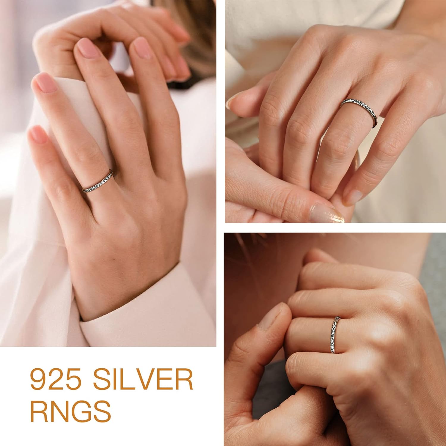 Suplight 925 Sterling Silver Celtic Knot/Evil Eye/Infinity Symbol Band Ring, 2/3/5/8mm Vintage Finger Thumb Ring for Women Size 4-13 (with Gift Box)