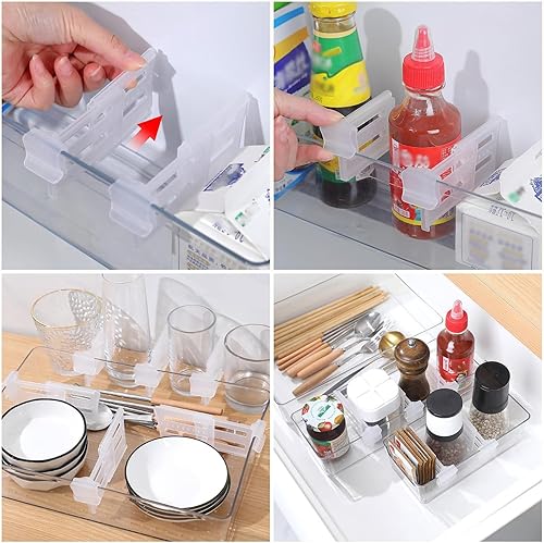 Miniatura 5 de Divisor ajustable para puerta lateral de nevera, estantes de refrigerador, divisor de clasificación de polipropileno para clasificar cajón y caja