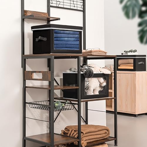 Miniatura 5 de Cajas de almacenamiento con tapas, contenedores de almacenamiento plegables con asas, cestas de almacenamiento de armario con ventana, contenedores