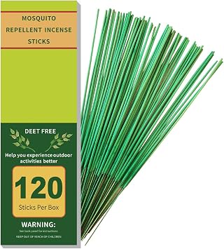 Mosquito Incense Outdoor Citronella Oil Incense Sticks 120 Pieces per Box, Indoor Home Pet Family Safe, Made from Natural Plants, Suitable for Outdoors Indoors Yard Garden Lawn Camping