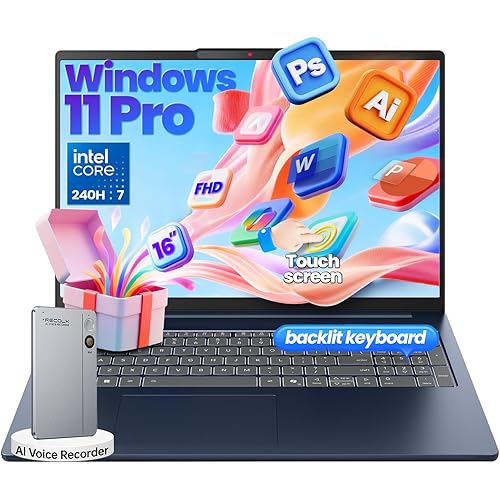 Lenovo IdeaPad Business Laptop, 16" FHD+ Touchscreen, Intel Core 7 240H (10-Core up to 5.0GHz), 32GB DDR5 RAM, 1TB SSD, Backlit Keyboard, IR Facial Login, Wi-Fi 6, Windows 11 Pro, Copilot AI Ready