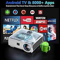 Vista 3 de [Enfoque automático] Henhoor 1200 ANSI Proyector de cine en casa para exteriores con Wifi y Bluetooth, proyector de TV inteligente Android 4K+