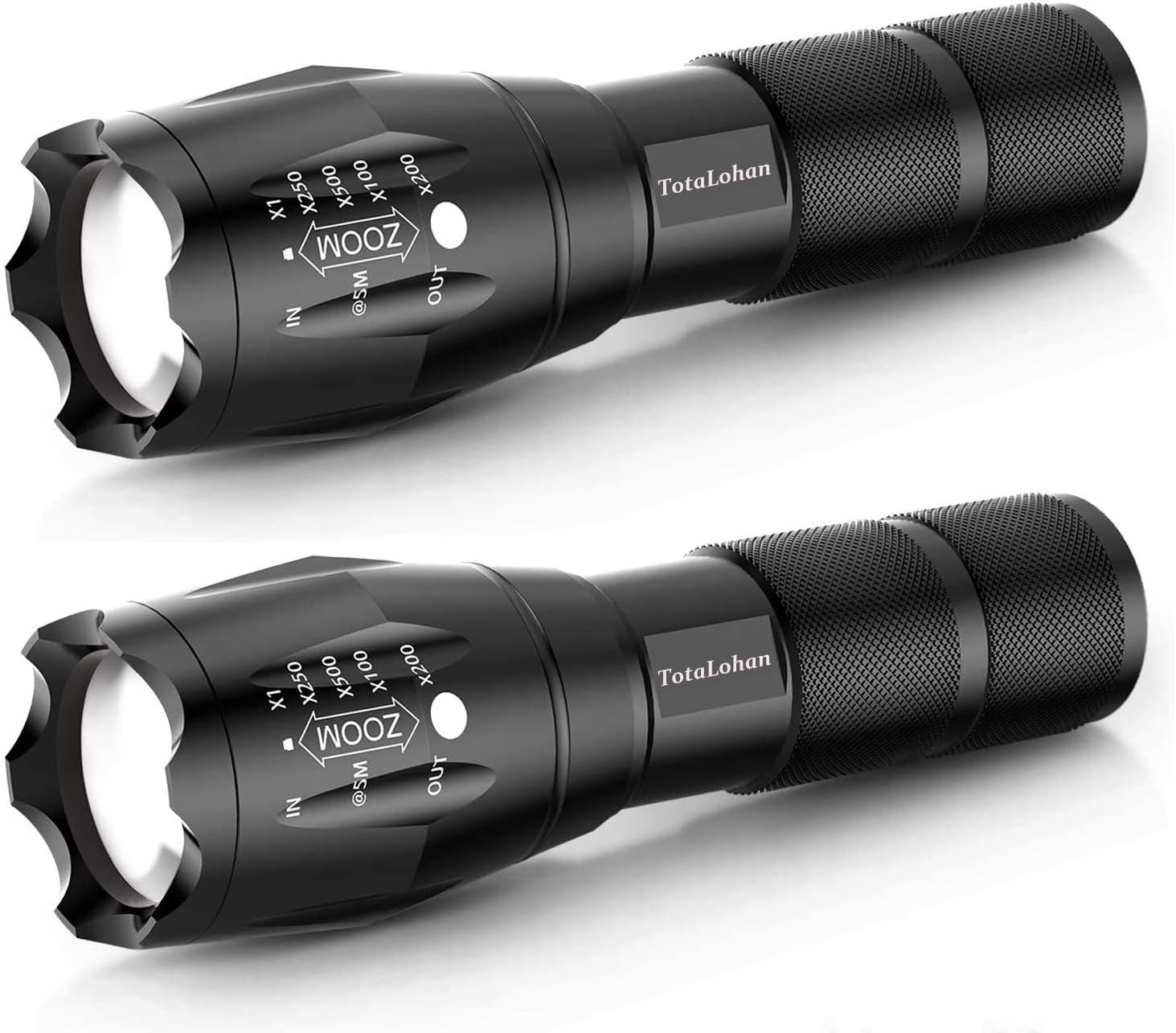 Military Grade Tactical LED 3000 Lumens 5 Light Mode Flashlight Torch,2-Pack