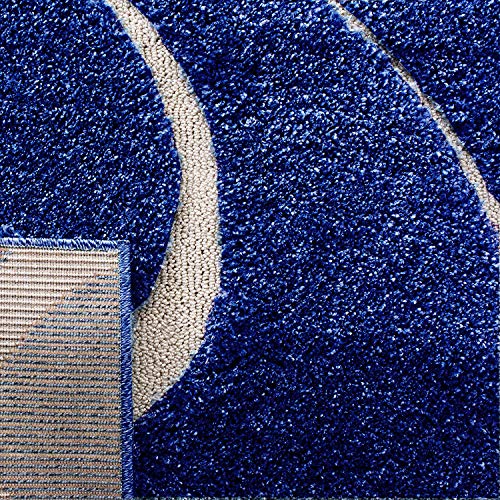 Image of Modern Shaggy Carpet (Blue, Polypropylene, 6x9 Feet)