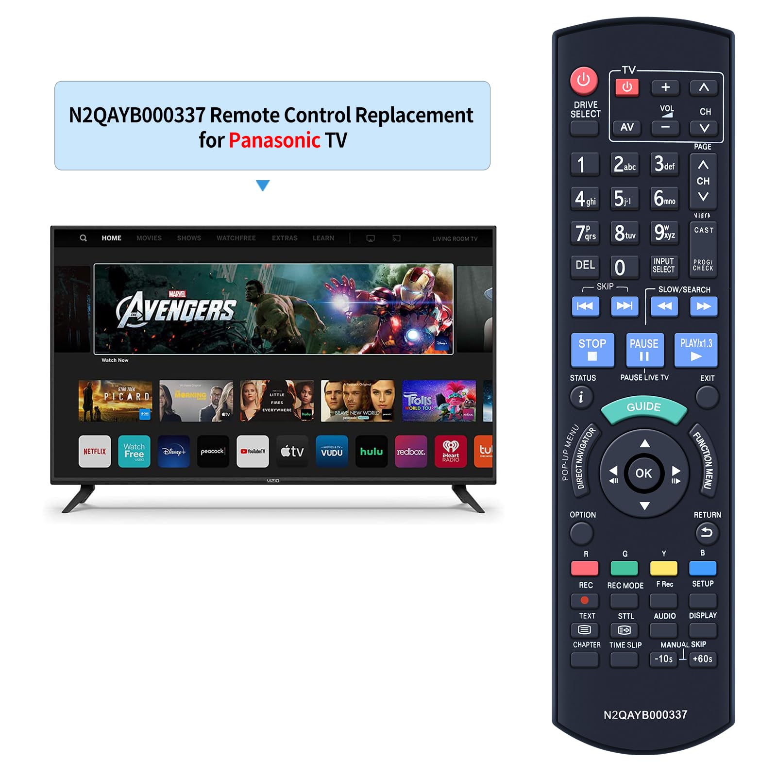 TCNOUMT New N2QAYB000337 Remote Control Replacement for Panasonic DVD Disc Recorder Remote Control DMR-BS850EB DMR-BS750 DMR-BS8500 - Image 2