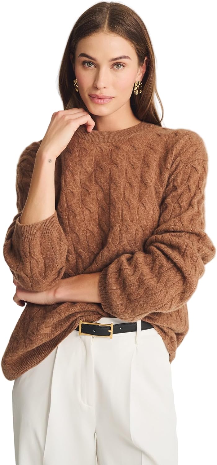 NAADAM, Lightweight 100% Cashmere Cable Oversized Crewneck Sweater