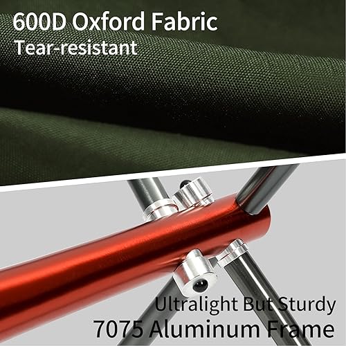 Miniatura 4 de SHALLWE Camping Chairs, All Aluminum Frame Portable Folding Camp Chair for Adults, Heavy Duty High Back Collapsible with Built-in Pillow, Side