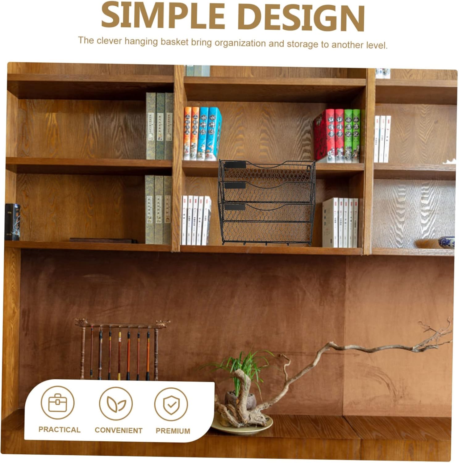 Gatuida Wall Magazine Rack Wire Basket Organizer with Hooks Tiered Design for Efficient Storage Home Office Classroom Stylish Wall Mounted File Holder for Books Mail