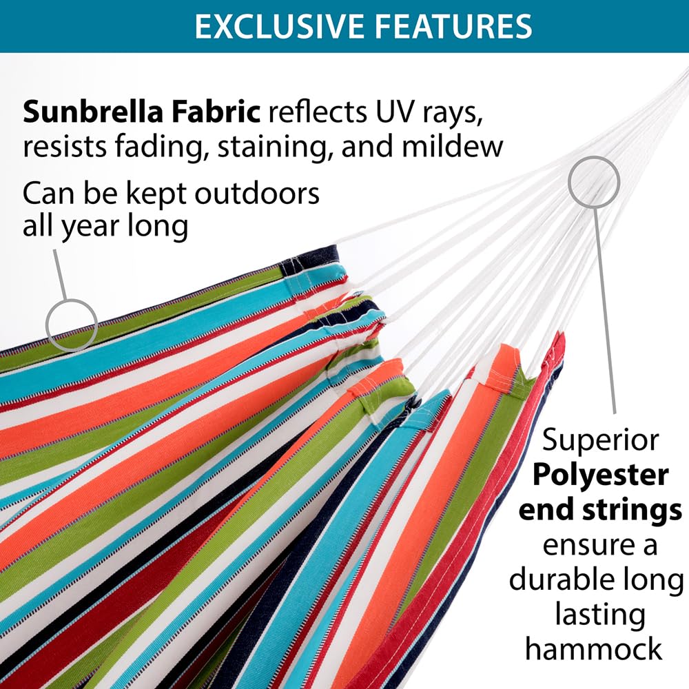 Vivere BZSUN07 Brasilianische Sunbrella®-Doppelhängematte, Carousel Confetti, mehrfarbig