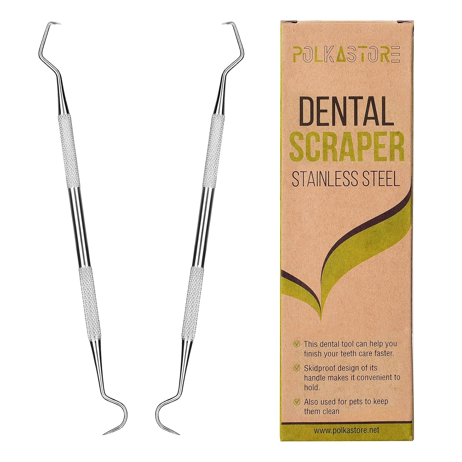 Professional Dental Tools - Dentist Pick, 2 Pack Medical Stainless Steel, Tarter Scraper for Tooth Stains Tartar Remover - Plaque Scraper for Teeth, Personal Using, Pets, Dog, Cats, Hygiene Kit