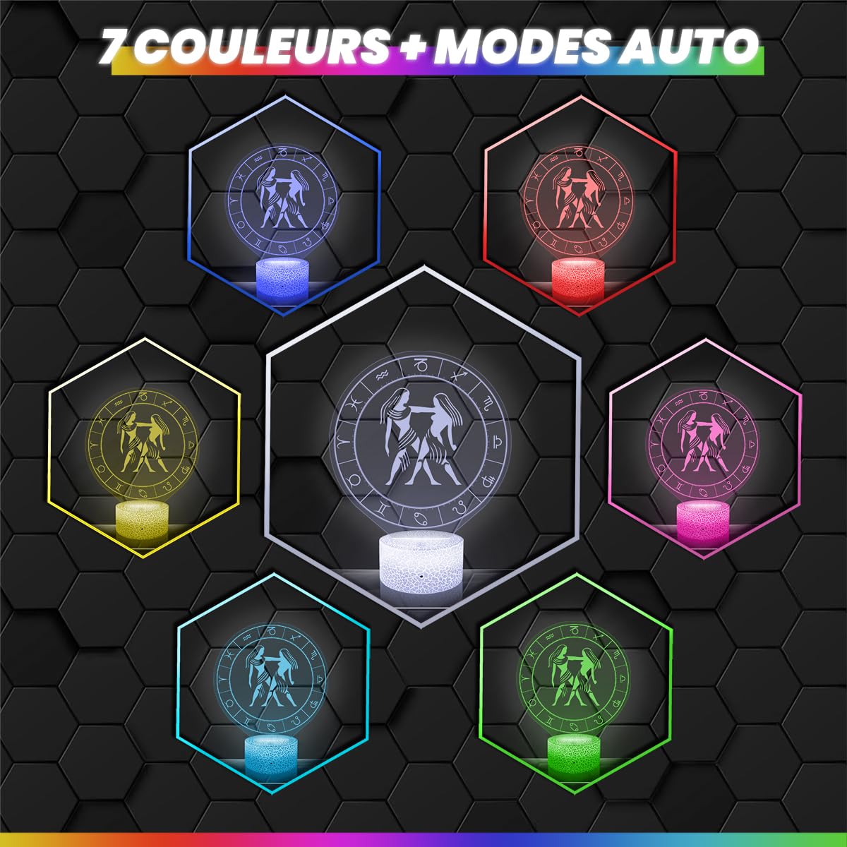Lampe De Chevet 3D Sagittaire Avec Télécommande - Veilleuse Astrologie Fabriquée En France Par JNB-Maker