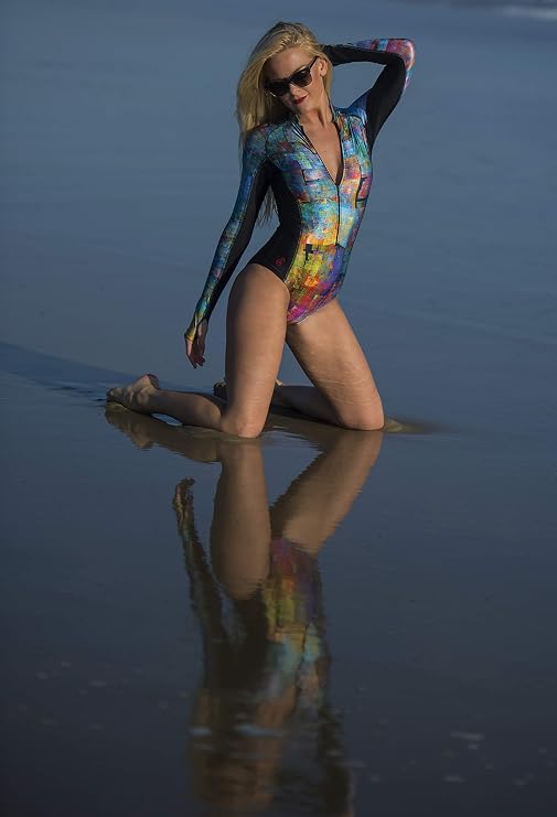 Slipins Zippered Long Sleeve Swimsuit SurfSkin Mini with UV Protection for Surfing, Diving, Snorkeling, Water Sports