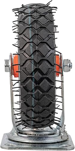 Miniatura 3 de AlveyTech Rueda giratoria delantera con horquilla y eje, para kits de Go Kart, neumático antimarcas a prueba de golpes (gris) con placa de montaje