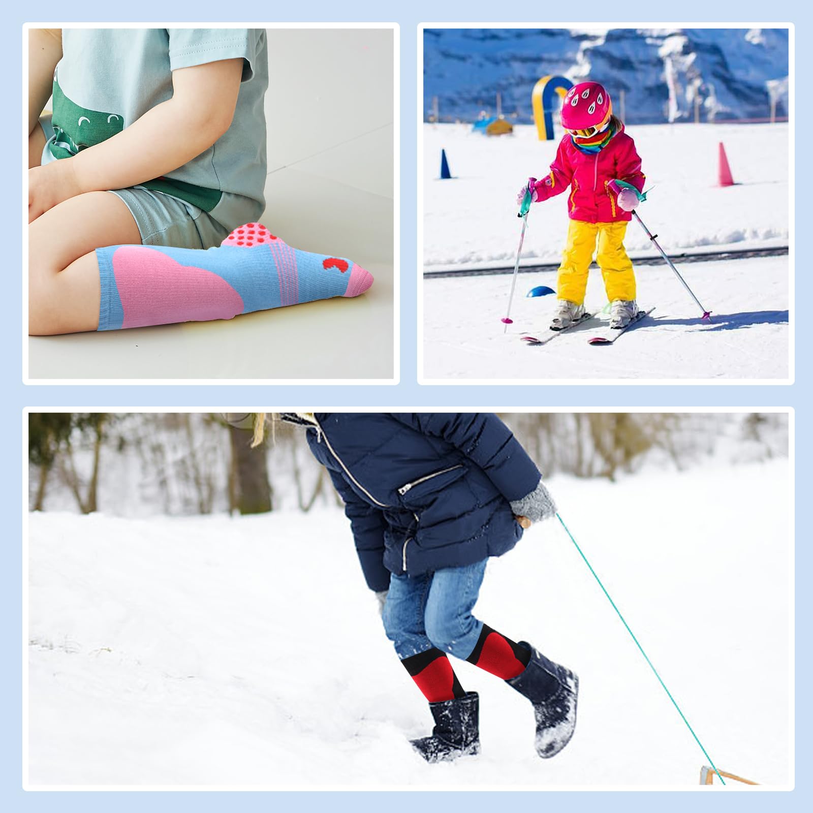 1 Paar Skisocken Kinder Unisex Baumwolle Skistrümpfe Kinder Thermosocken Kinder für Jungen Mädchen,Dicke Verstärkte Kniestrümpfe Winter Sportsocken für Kinder Active Kniehoch Bunt Warm zum Skifahren
