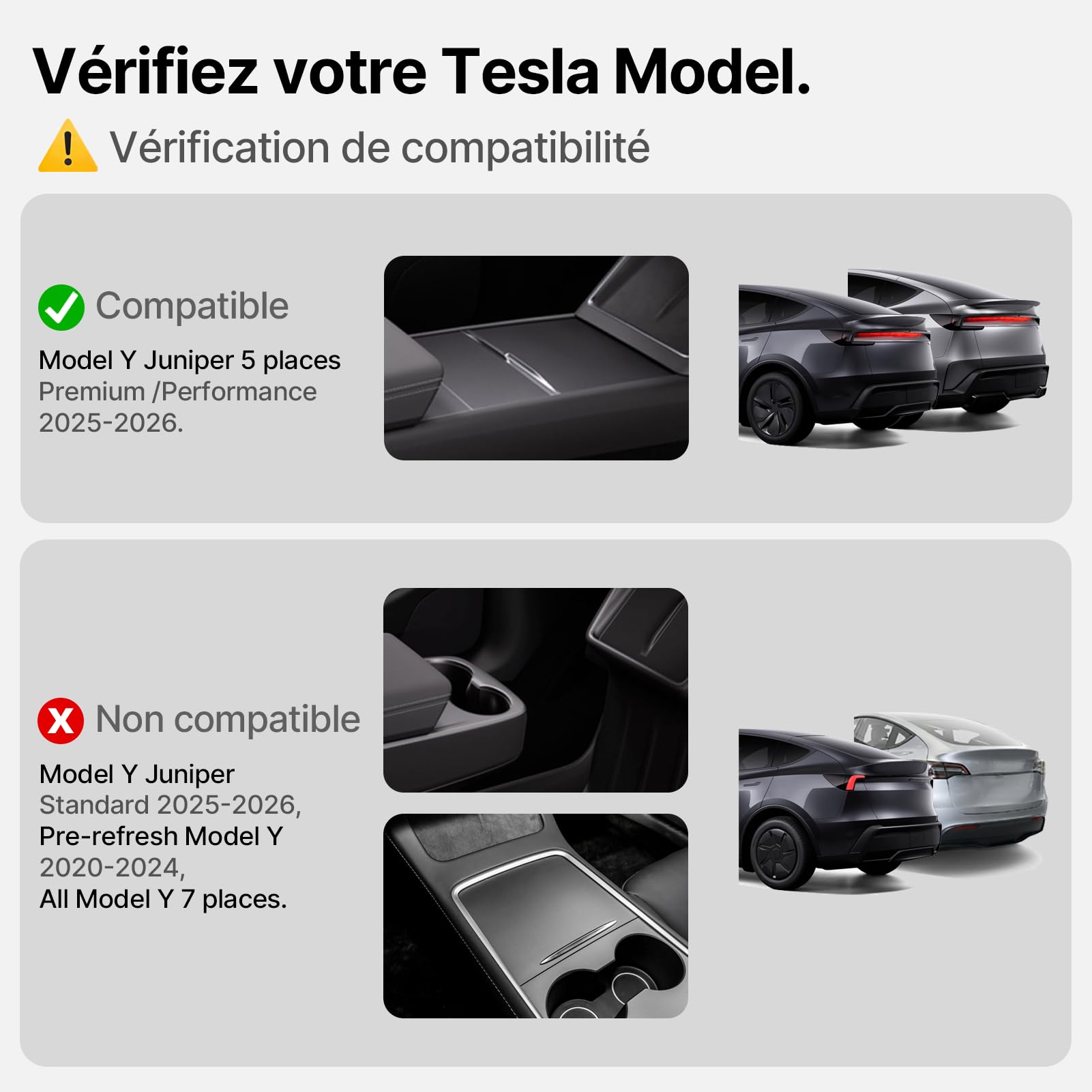 6 Pcs pour Tesla Model Y Juniper Tapis de Sol 2025-2026 | toutes saisons en TPE antidérapants et garniture de coffre avant Frunk arrière coffre Accessoires(Premium et Performance)