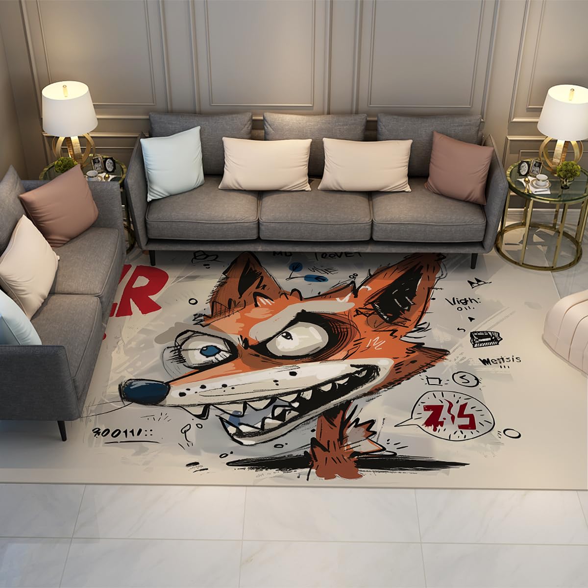Tapis de renard de dessin animé pour une pépinière douce et joyeuse