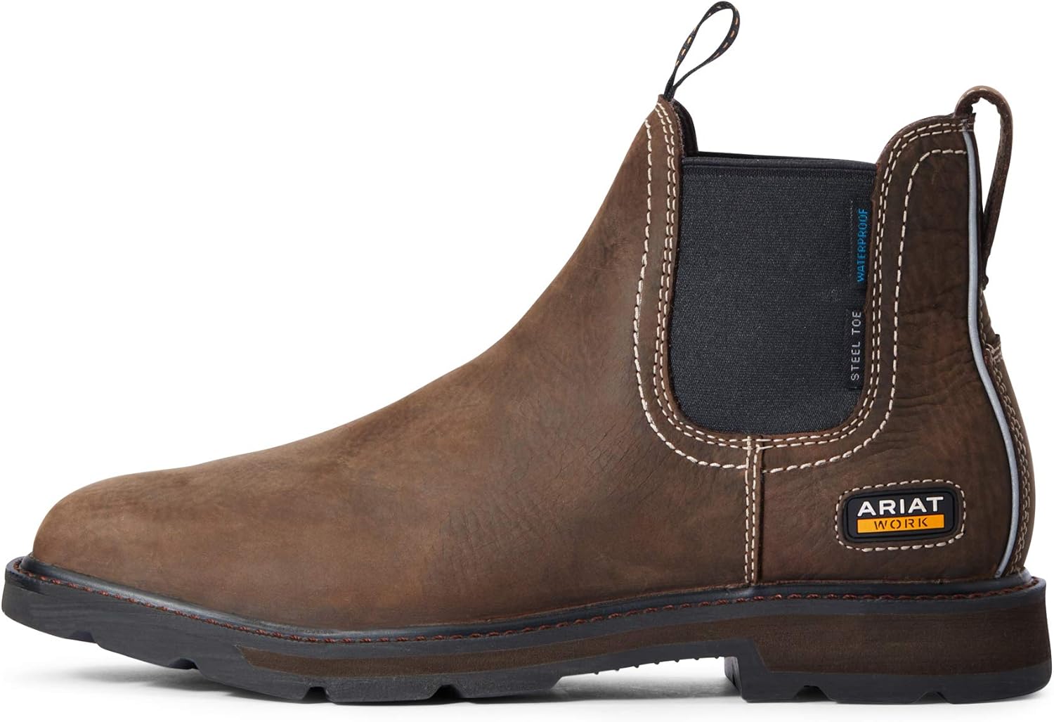 Ariat mens Groundbreaker Chelsea Wide Square Toe Waterproof Steel Toe Work Boot - Image 2