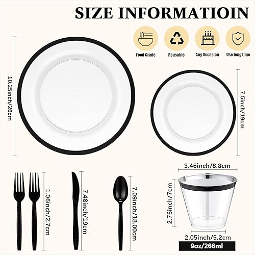 Miniatura 2 de Norme Juego de vajilla de plástico desechable de 500 piezas para 100 invitados, juego de vajilla desechable para cumpleaños, boda, fiesta de 100