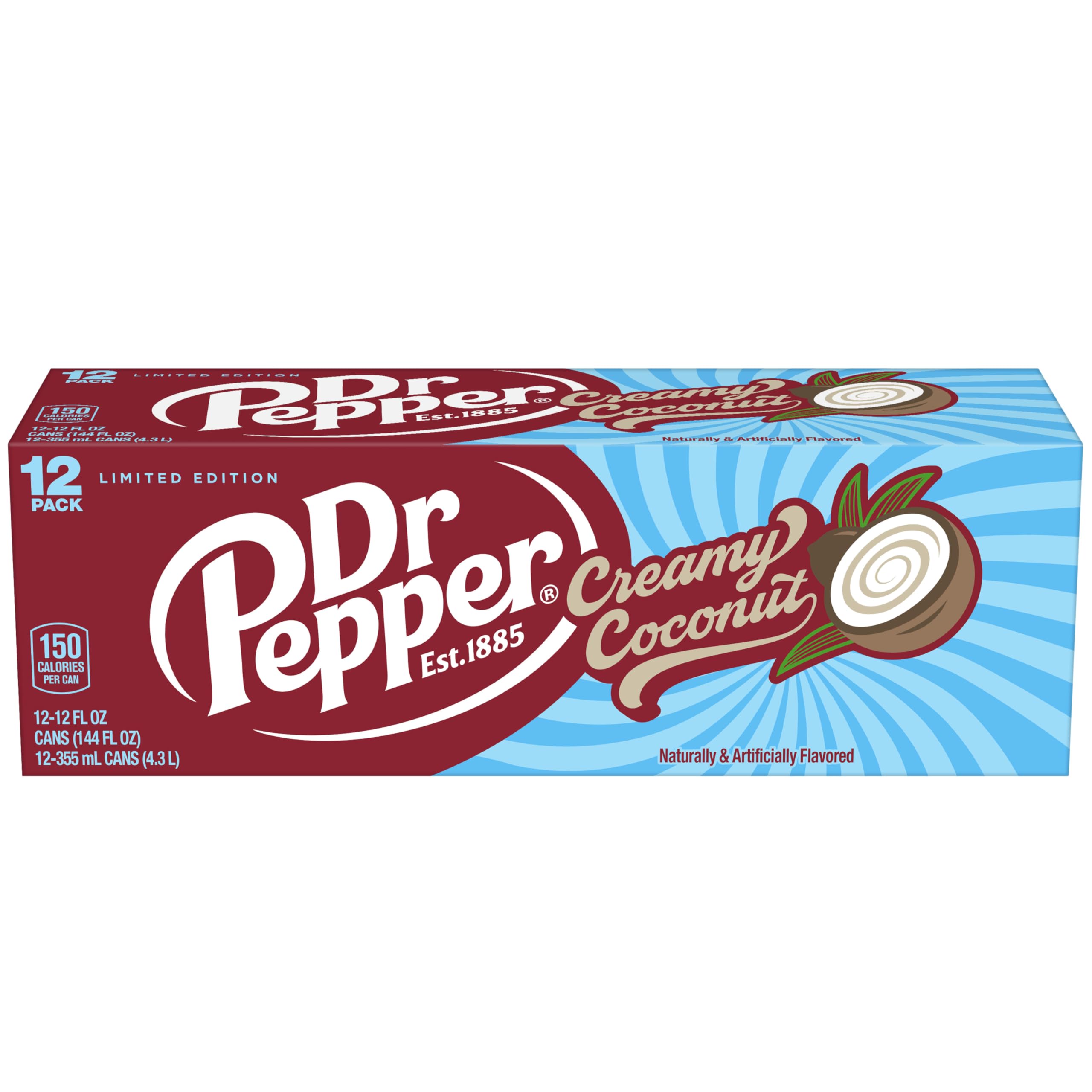 Dr Pepper Soda crémeux à la noix de coco, canettes de 355 ml, paquet de 12