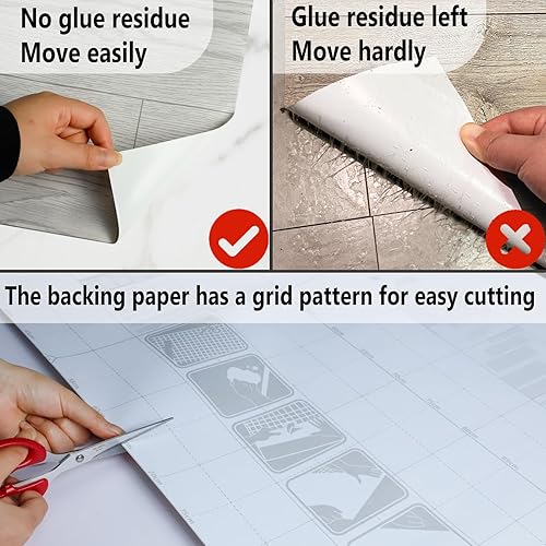 Miniatura 4 de Rollo de vinilo autoadhesivo de 23.6 x 118 pulgadas19 pies cuadrados, azulejos de vinilo resistentes al desgaste e impermeables para dormitorio,