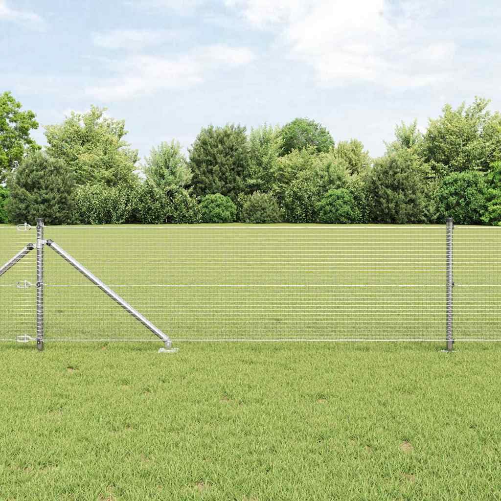 Zestaw stalowych słupków ogrodzeniowych, 10 x 0,6 m, srebrny, do użytku na zewnątrz, z powierzchnią malowaną proszkowo, stal odporna na warunki atmosferyczne, do ogrodu i na taras, wytrzymała