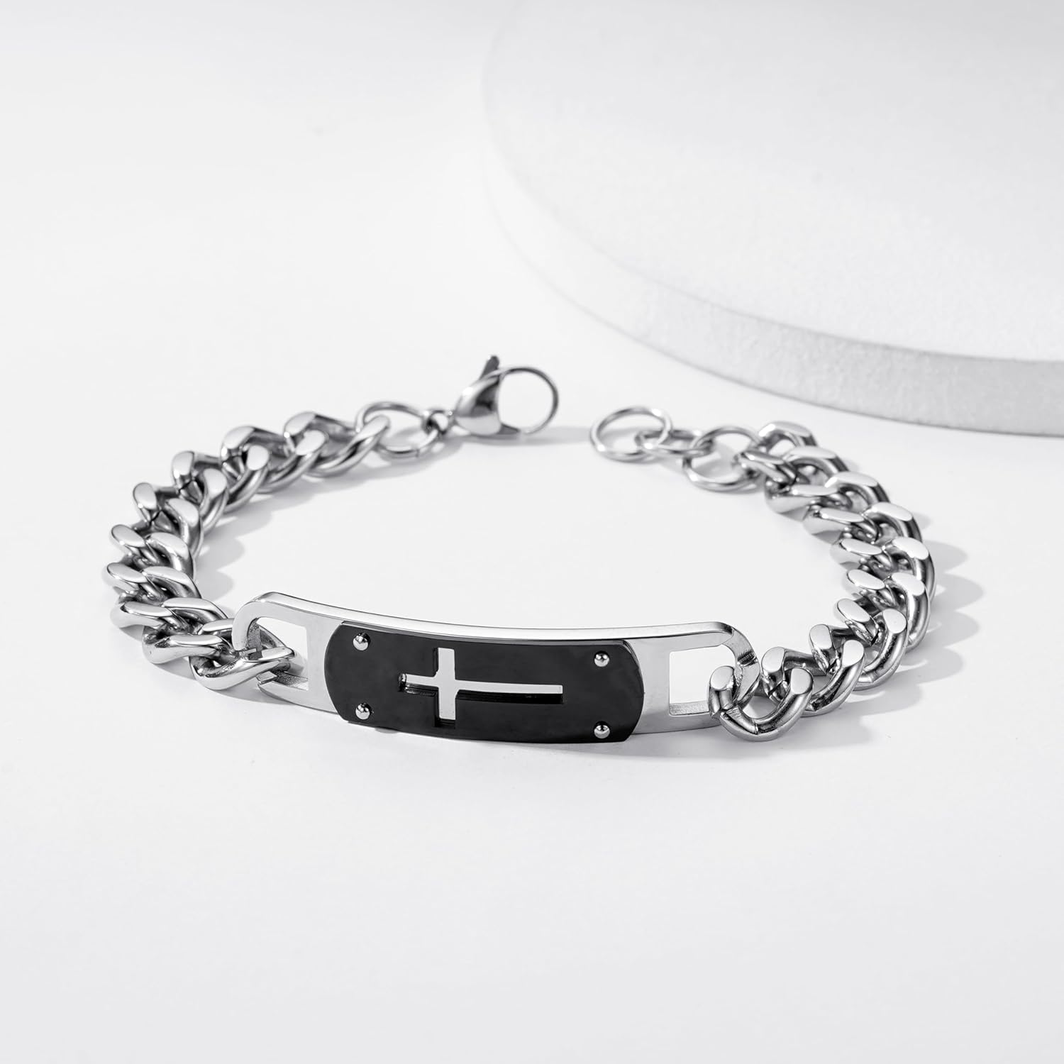 Jesus Cross Bracelet for Men Boys, Stainless Steel Cuban Cross Chain Link Bracelets Bible Verse Christian Cool Jewelry Graduation Trendy Valentine gifts for Kids Teen Boy - Image 8