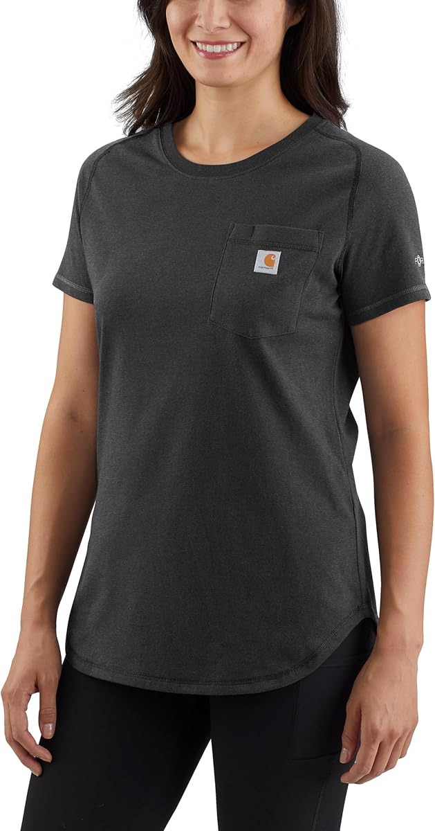 Carhartt Camiseta con bolsillo de peso medio y ajuste relajado Force para mujer 105415