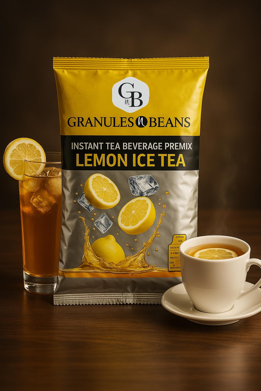 GnB Granules n Beans Instant Lemon Tea Premix Powder - 1kg | All-in-One Hot & Iced Tea Mix | Refreshing Summer Drink | Aromatic, Healthy & Easy to Prepare | Perfect for Home, Office, or Travel