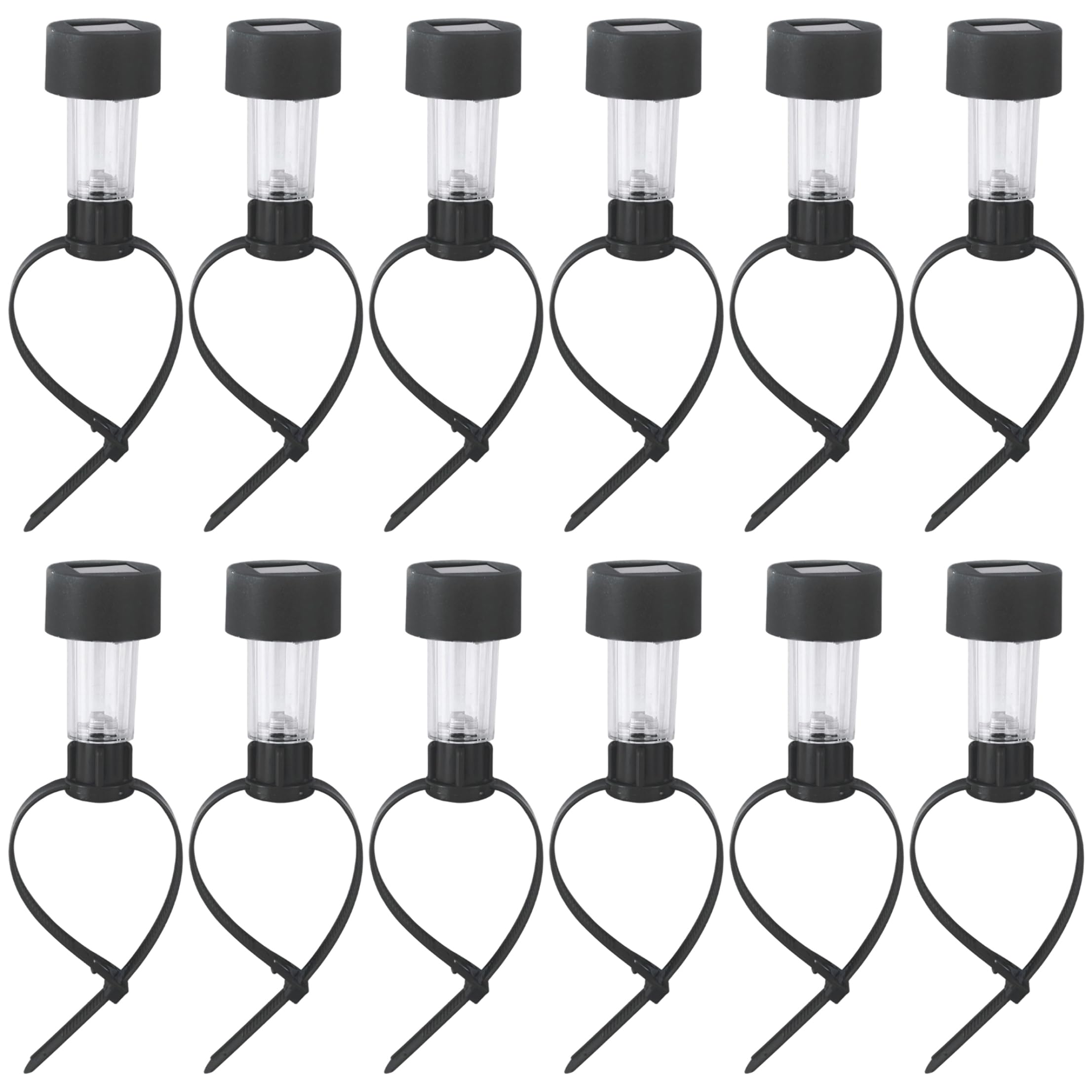 Ameble 12 Pack Waterproof Solar Lights for Chain Link Fence, Solar Powered with Adjustable Straps for Above Ground Pools, Garden, Patio, Black
