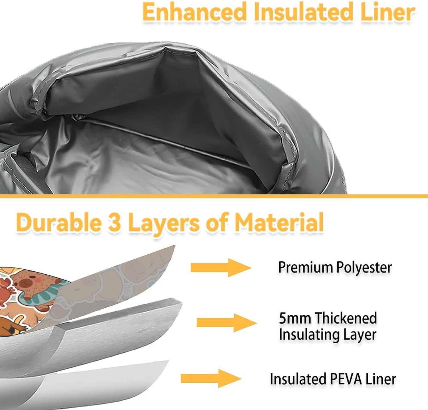 Lunch Bag for Kids, Small Lunch Bags Insulated, Cute Reusable Lunchbox for Teen Girls Boys, Brown Portable Lunch Box for School Travel Picnic - Image 5