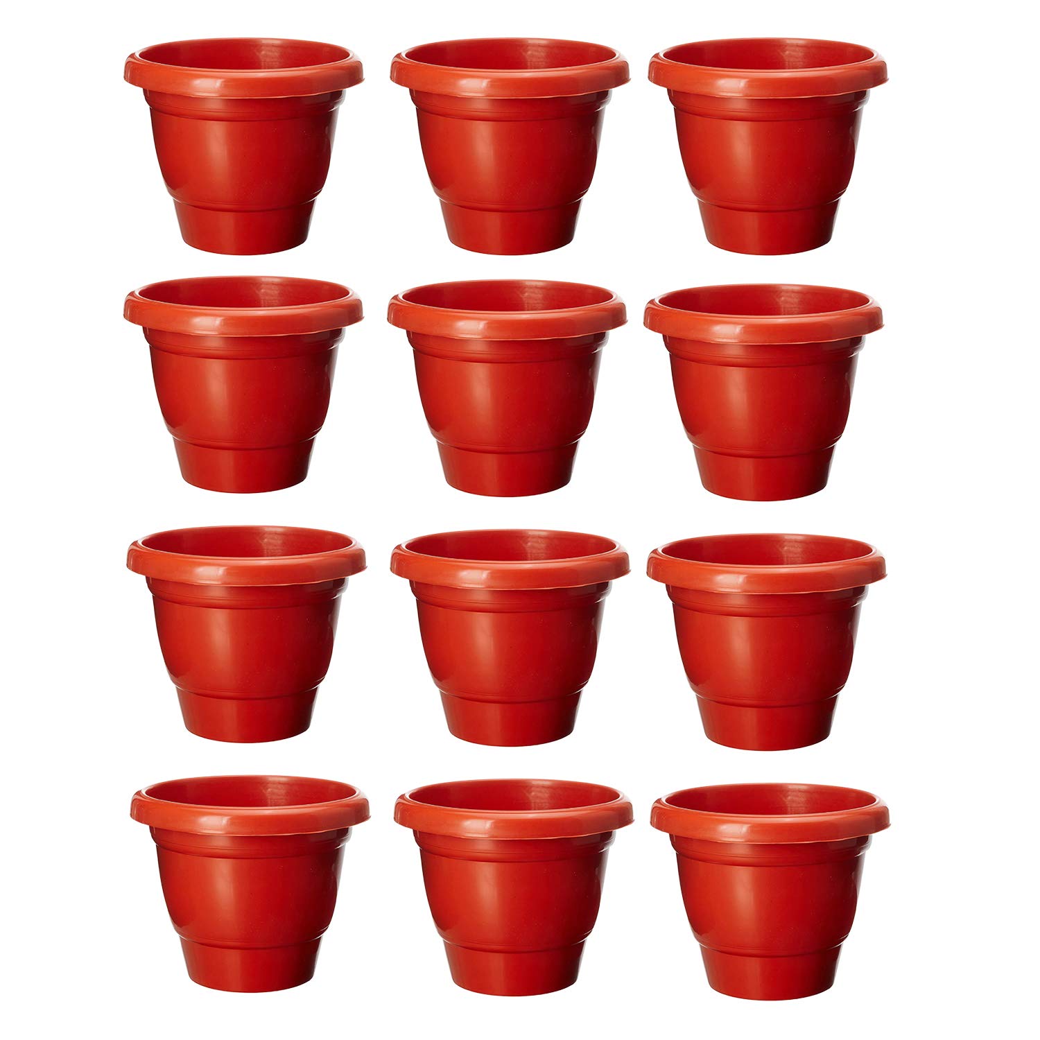 Abasr Plastic Flowering Planter, Brown, 10inch, 12 Pc
