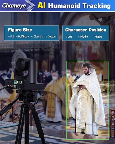 Miniatura 2 de Chameye NDI PTZ Cámara 20x Zoom óptico AI Auto Tracking PTZ Cámara con pantalla LCD, 3G-SDI IP 1080P 60fps PoE Transmisión en vivo HDMI PTZ Cámara