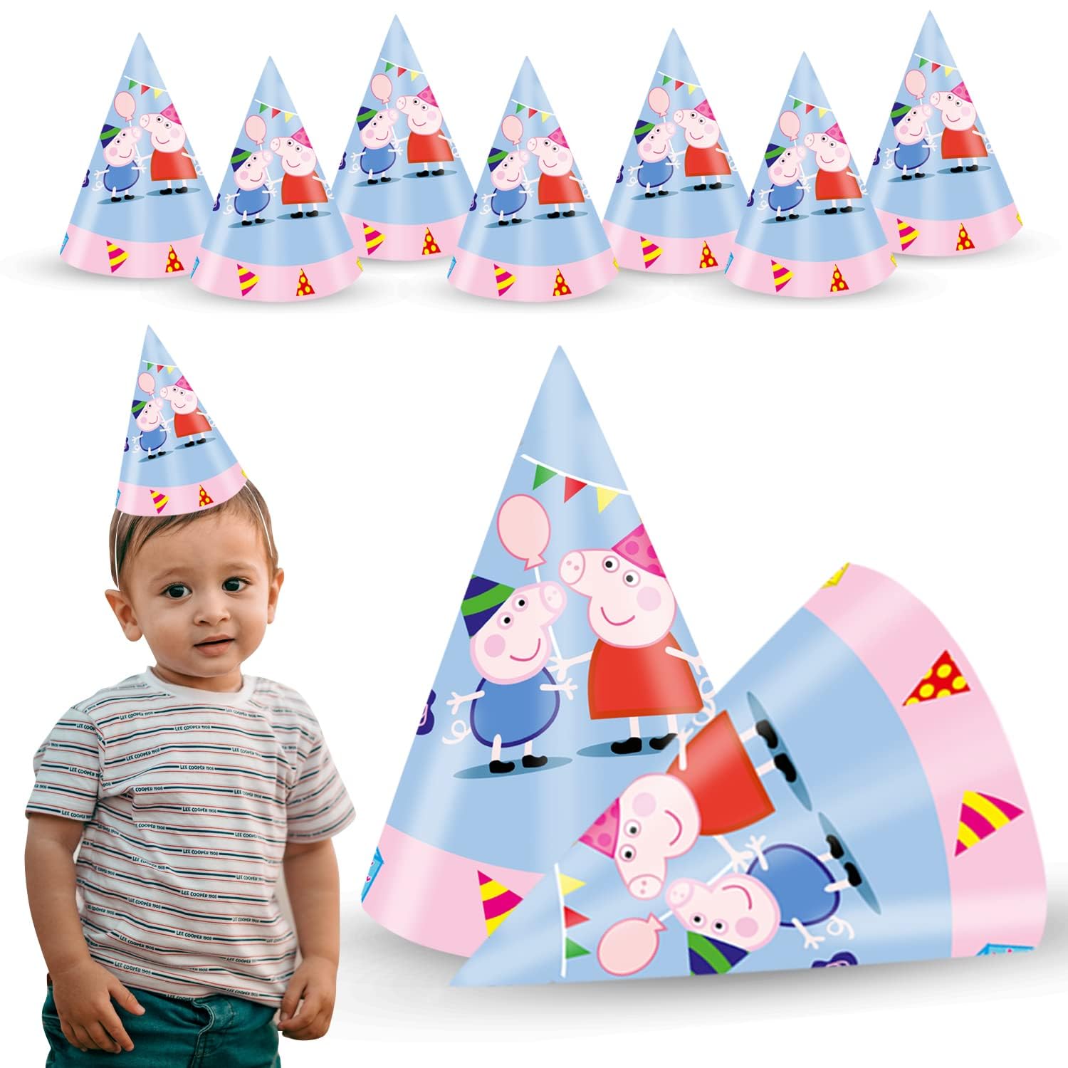 Party Propz Peppa Happy Birthday Cap For Kids - Set of 10Pcs Peppa Theme Caps For Kids | Birthday Decoration Items | Birthday Cap For Boy, Girls | Multicolor Caps For Kids | Birthday Cap For 1st Birthday Boy (B0C7HCD5ZY) Amazon Price History, Amazon Price Tracker