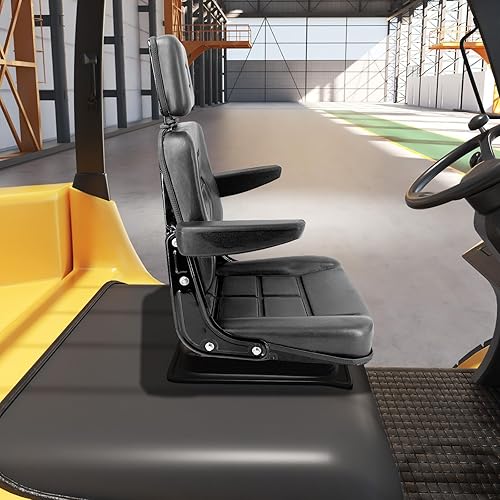 Miniatura 5 de Asiento de suspensión universal para tractor, asiento de carretilla elevadora ajustable de 6/5.906 in con pista deslizante, reposabrazos