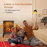 Vista 6 de Electric Fireplace Stove, 1500W, Fast Heating, X Infrared Fireplace Heater with Remote Control, 8H Timer, Freestanding Stove with Adjustable 3D